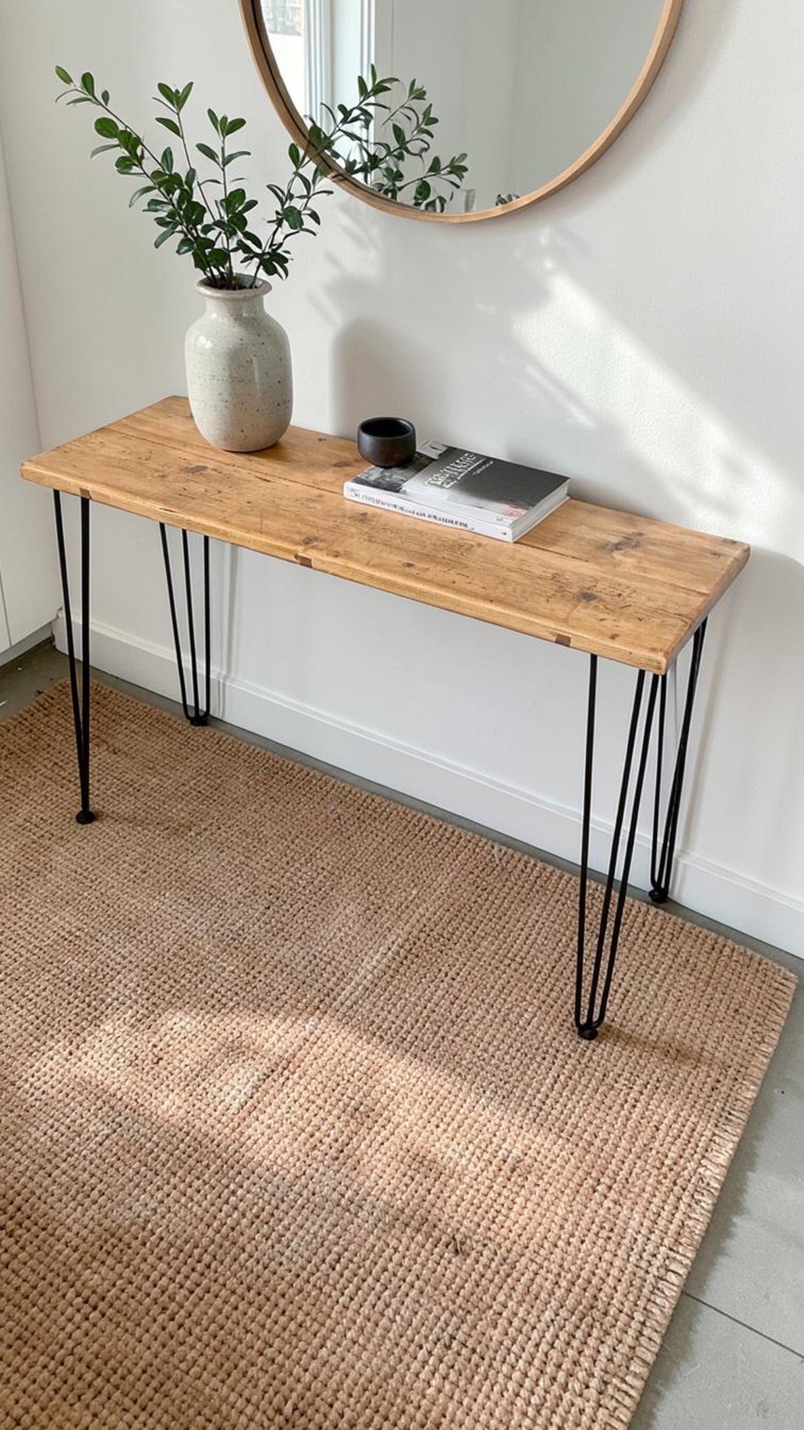 Altholz-Konsolentisch UK - Rustikaler Flurtisch mit Hairpin Legs | Maßanfertigungen | Kostenlose Lieferung