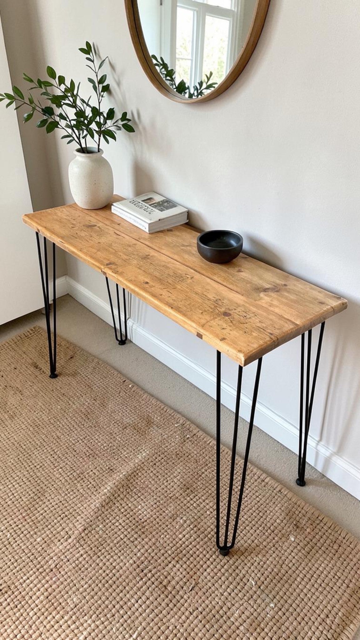 Altholz-Konsolentisch UK - Rustikaler Flurtisch mit Hairpin Legs | Maßanfertigungen | Kostenlose Lieferung