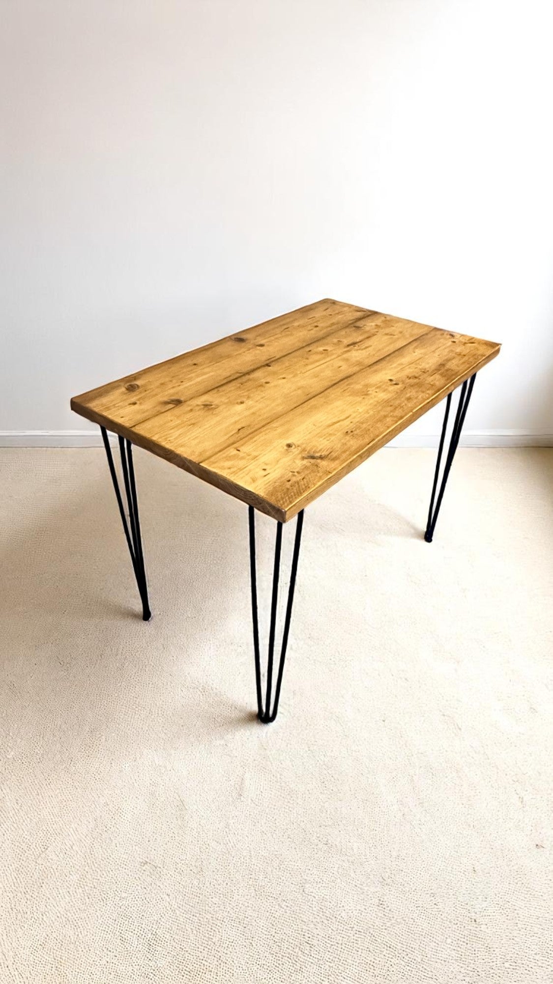 Rustic Home Office Desk, Handmade with Reclaimed Timber and Industrial Metal Hairpin Legs
