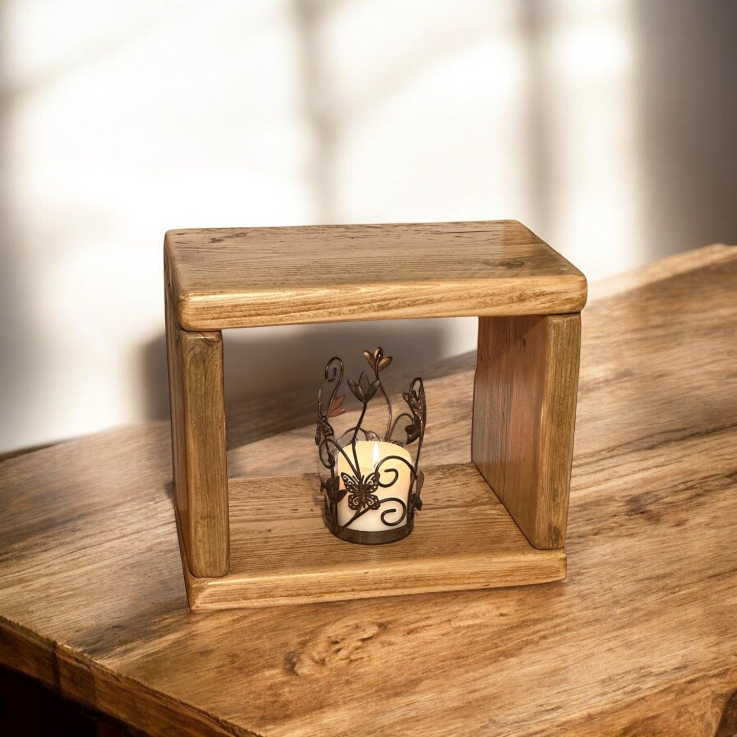 Handmade Reclaimed Wood Shelving Display Cube – Eco-Friendly Rustic Storage Solution