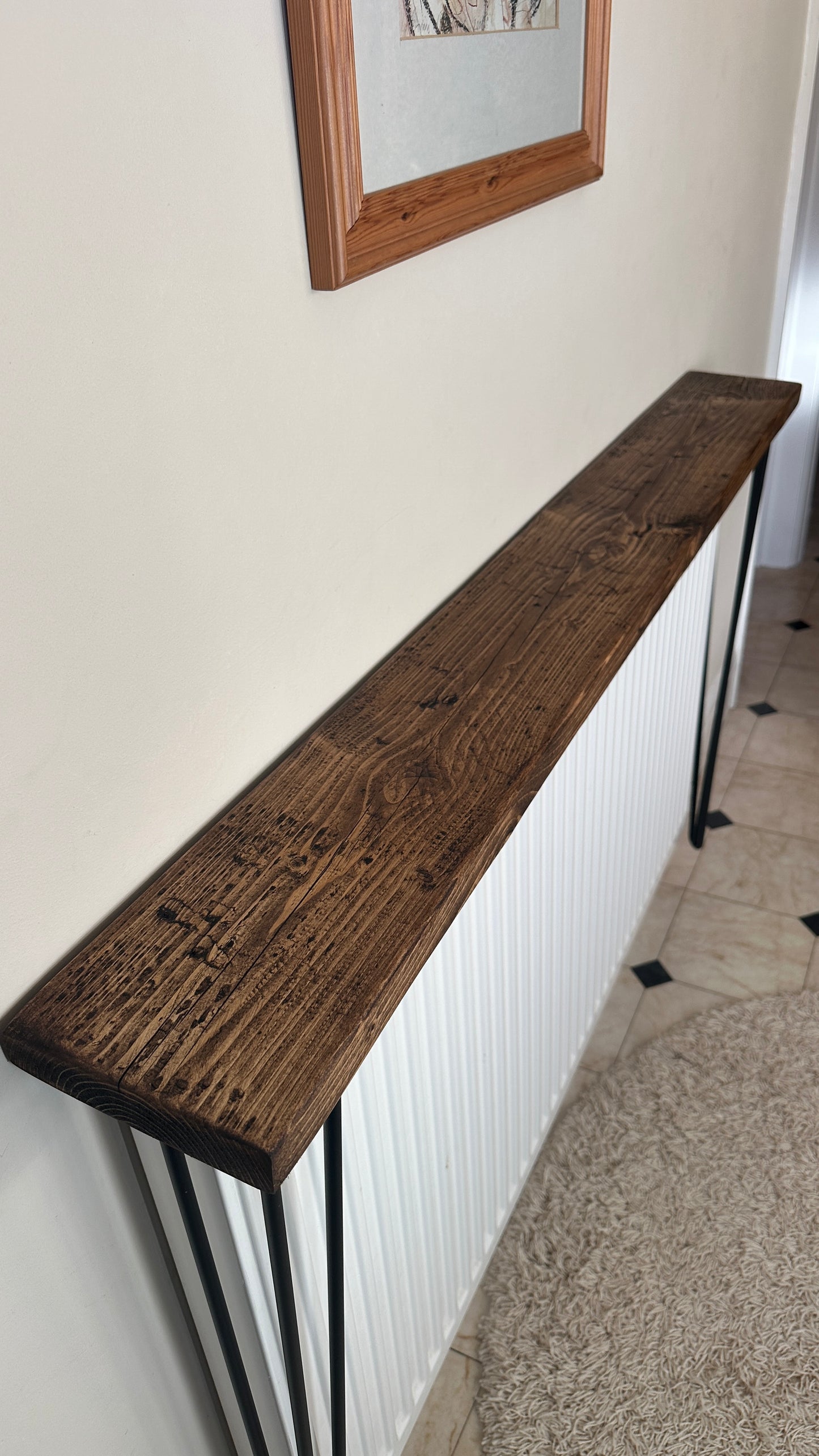 Konsolentisch aus recyceltem Holz, schmal, UK – rustikaler Flurtisch mit Haarnadelbeinen, Sondergrößen, kostenlose Lieferung