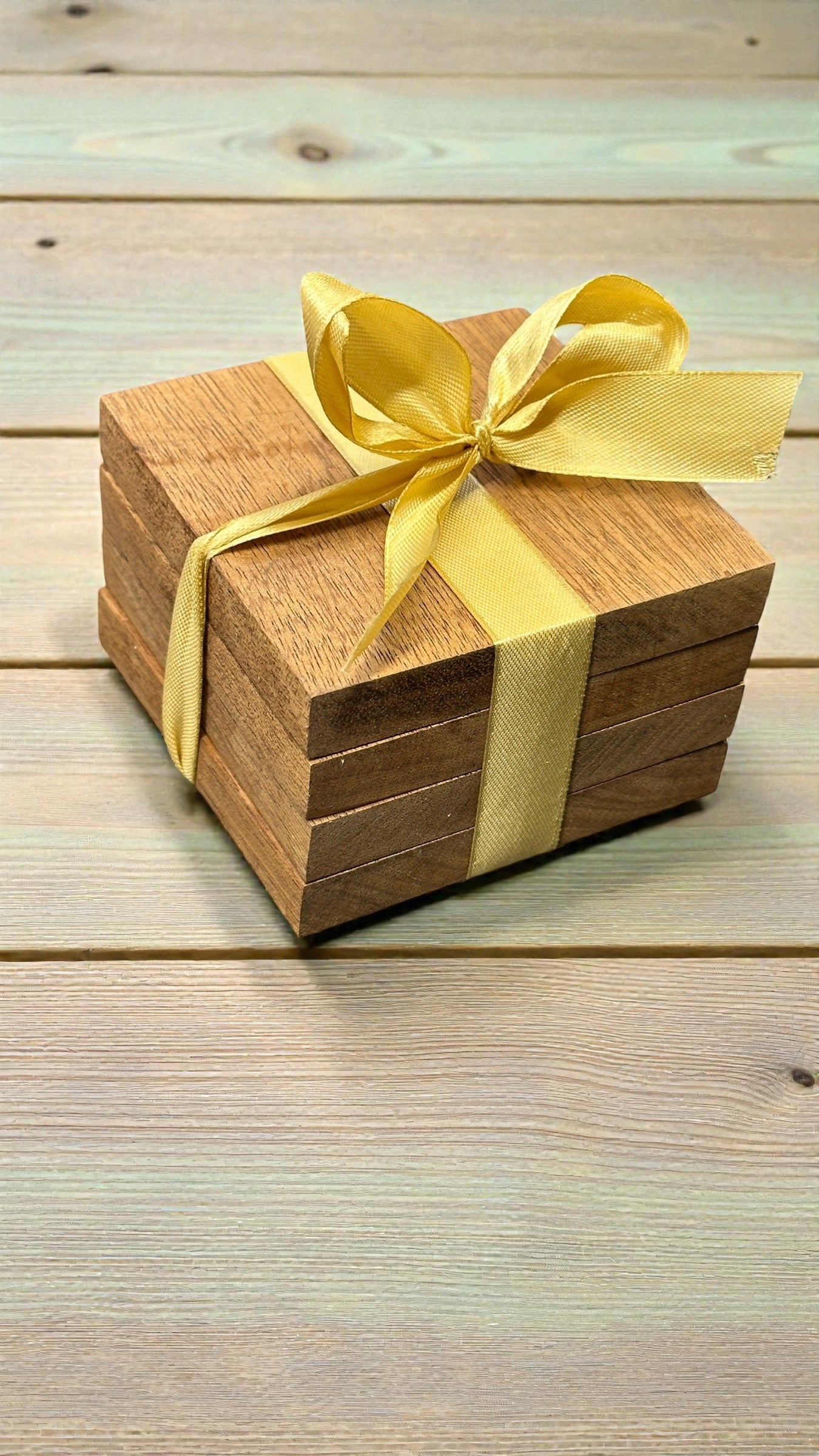 Reclaimed Sapele Hardwood Coasters – Set of 4