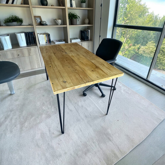 Bureau en bois recyclé UK - Bureau industriel avec pieds épingles | Tailles personnalisées | Livraison gratuite