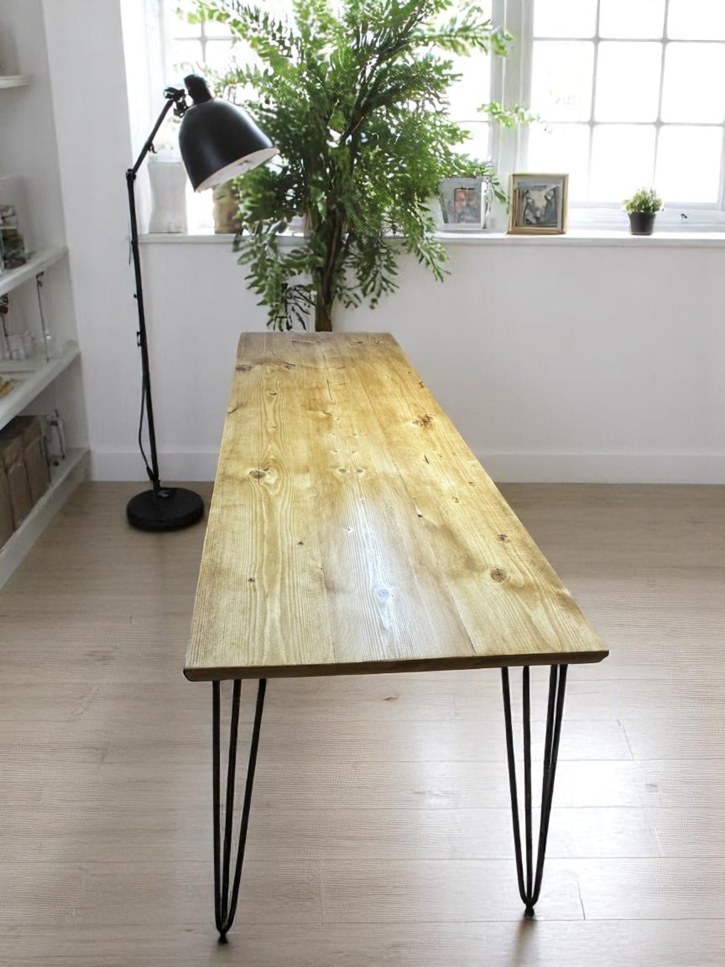 Rustic Home Office Desk, Handmade with Reclaimed Timber and Industrial Metal Hairpin Legs