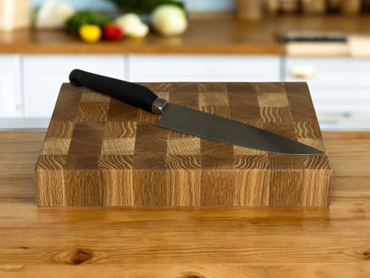 Handmade End Grain Butcher's Block Chopping Boards – Premium European Oak for Professional and Home Kitchens