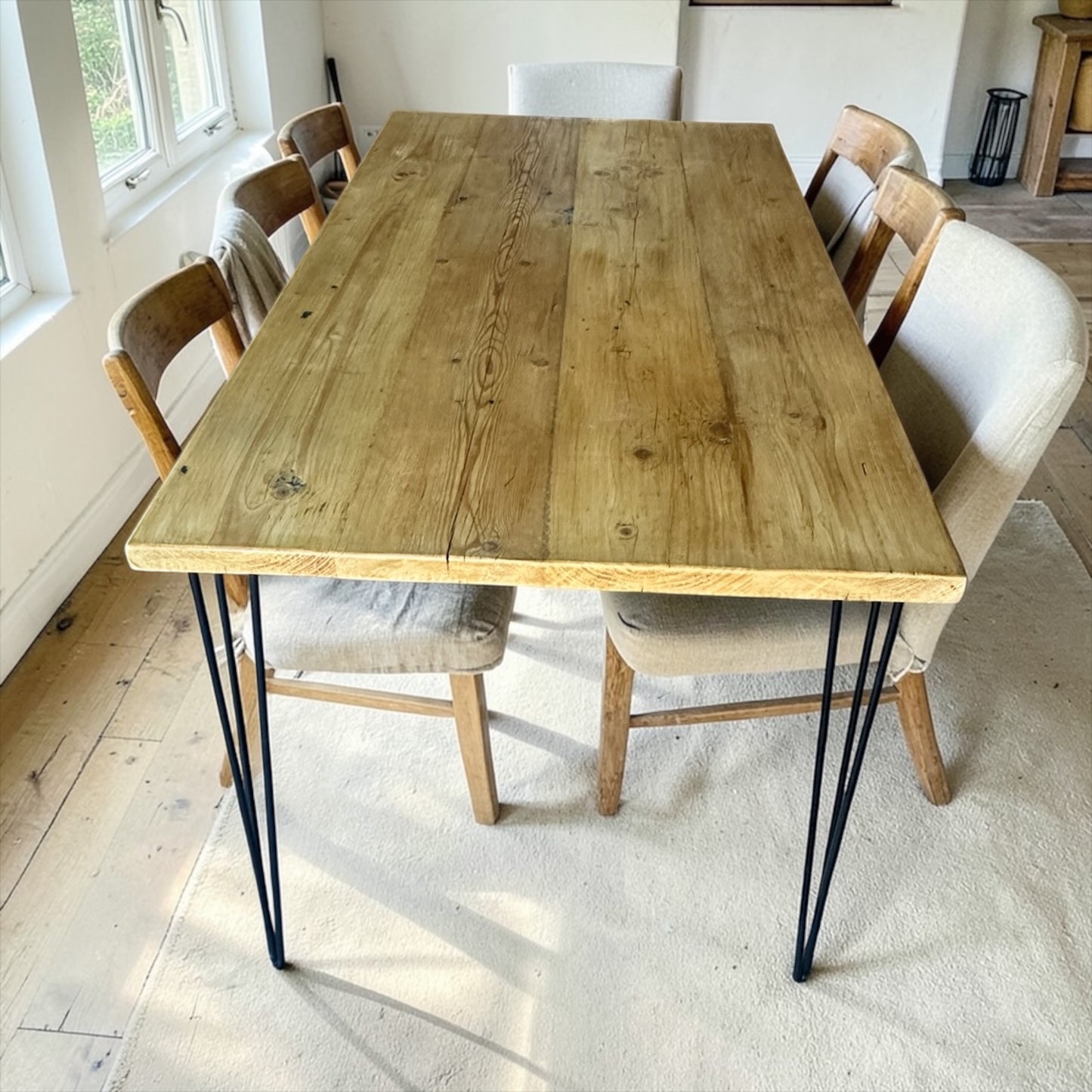 Plateau de Table en Bois de Récupération Fait Main | Dimensions Personnalisées | Surface en Bois Massif Style Rustique Industriel | Fabriqué au Royaume-Uni