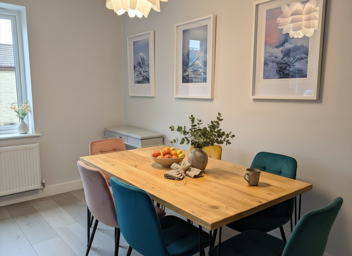 Plateau de Table en Bois de Récupération Fait Main | Dimensions Personnalisées | Surface en Bois Massif Style Rustique Industriel | Fabriqué au Royaume-Uni