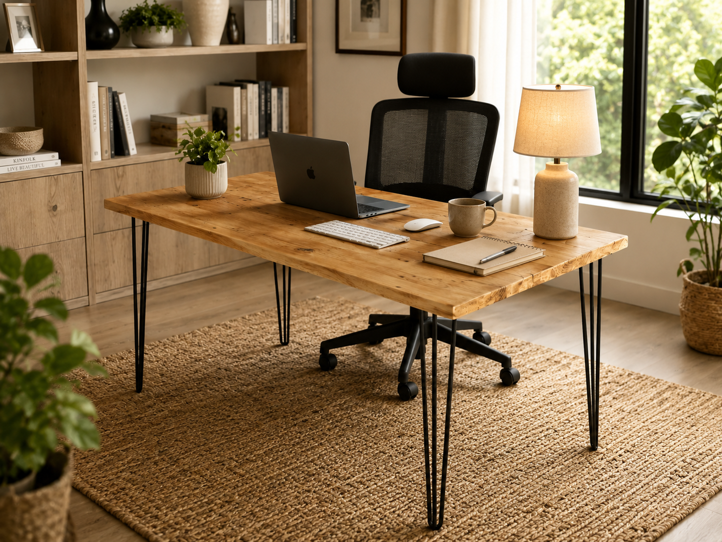 Bureau en bois recyclé UK - Bureau industriel avec pieds épingles | Tailles personnalisées | Livraison gratuite