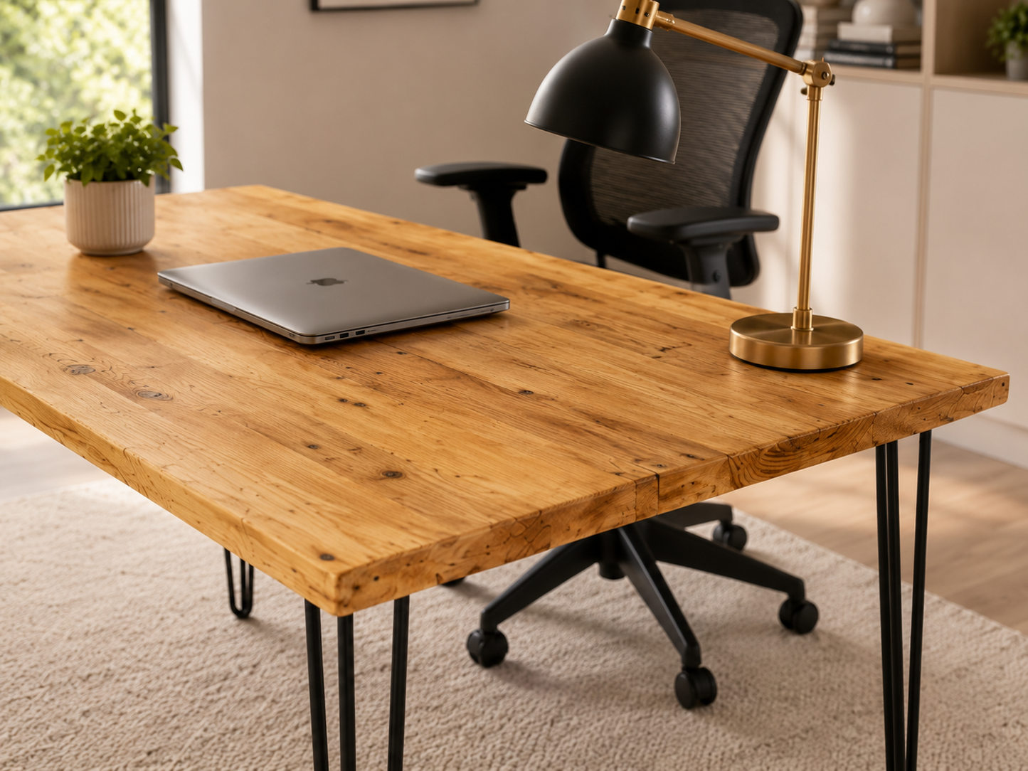 Bureau en bois recyclé UK - Bureau industriel avec pieds épingles | Tailles personnalisées | Livraison gratuite