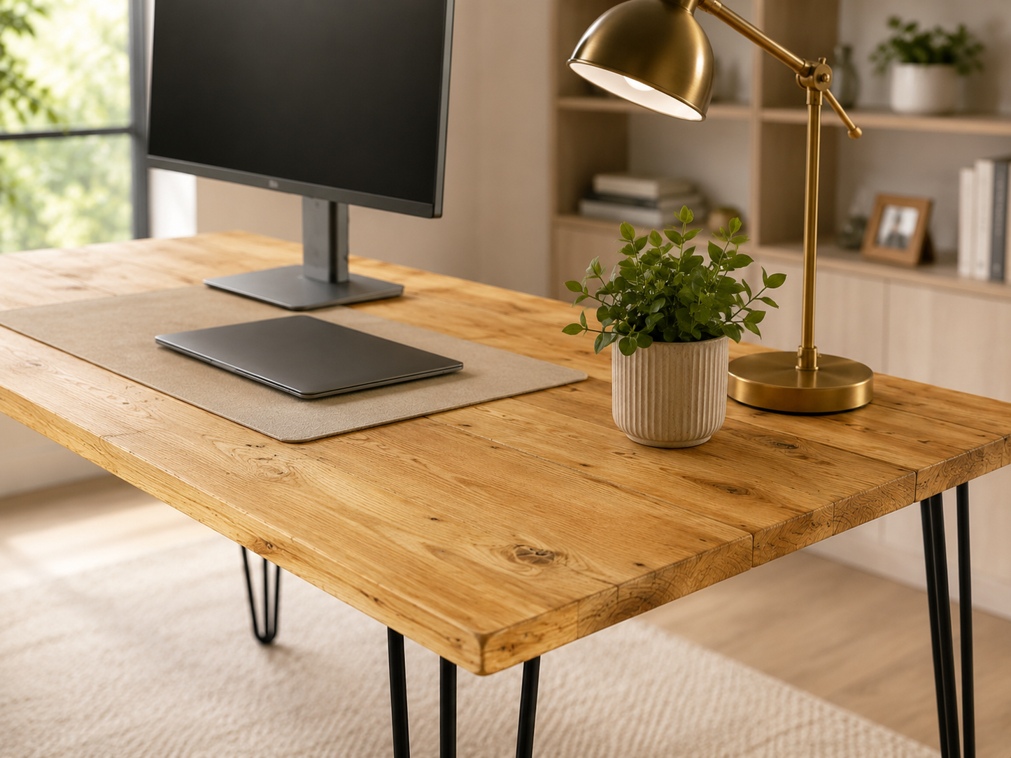 Bureau en bois recyclé UK - Bureau industriel avec pieds épingles | Tailles personnalisées | Livraison gratuite