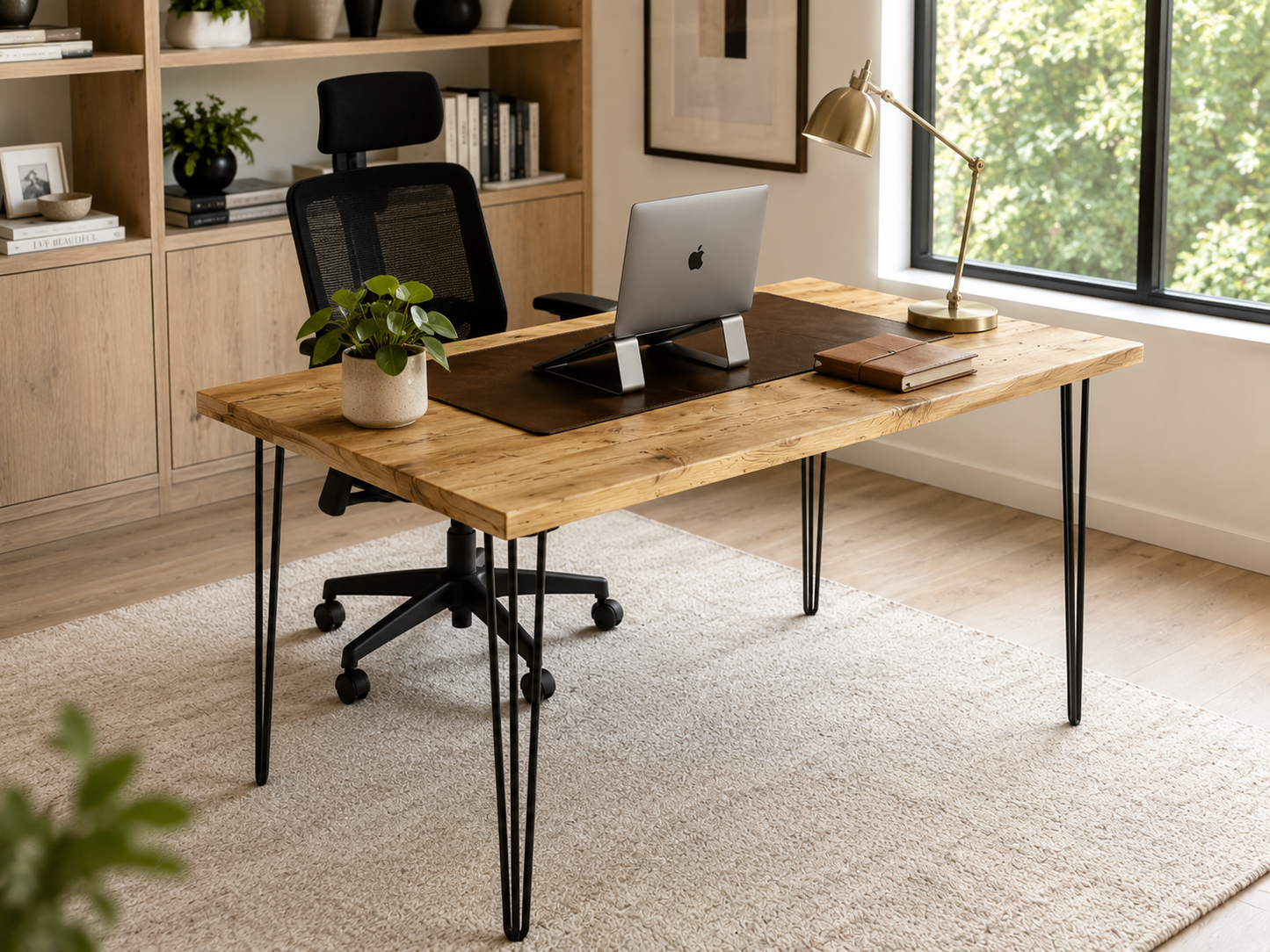 Bureau en bois recyclé UK - Bureau industriel avec pieds épingles | Tailles personnalisées | Livraison gratuite