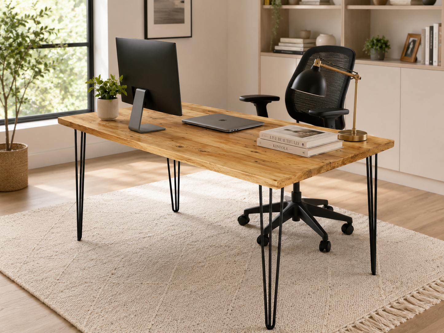 Bureau en bois recyclé UK - Bureau industriel avec pieds épingles | Tailles personnalisées | Livraison gratuite