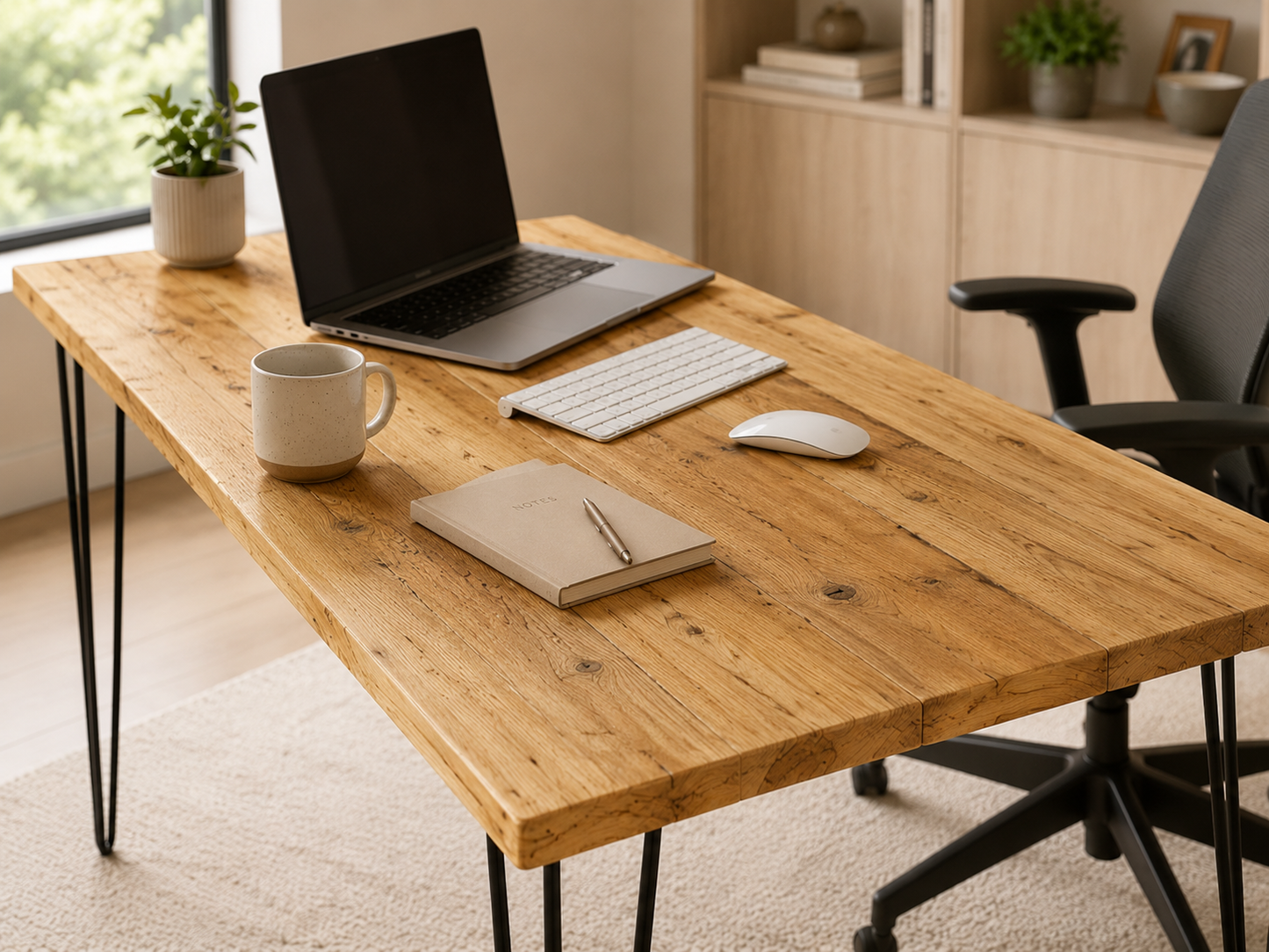 Bureau en bois recyclé UK - Bureau industriel avec pieds épingles | Tailles personnalisées | Livraison gratuite