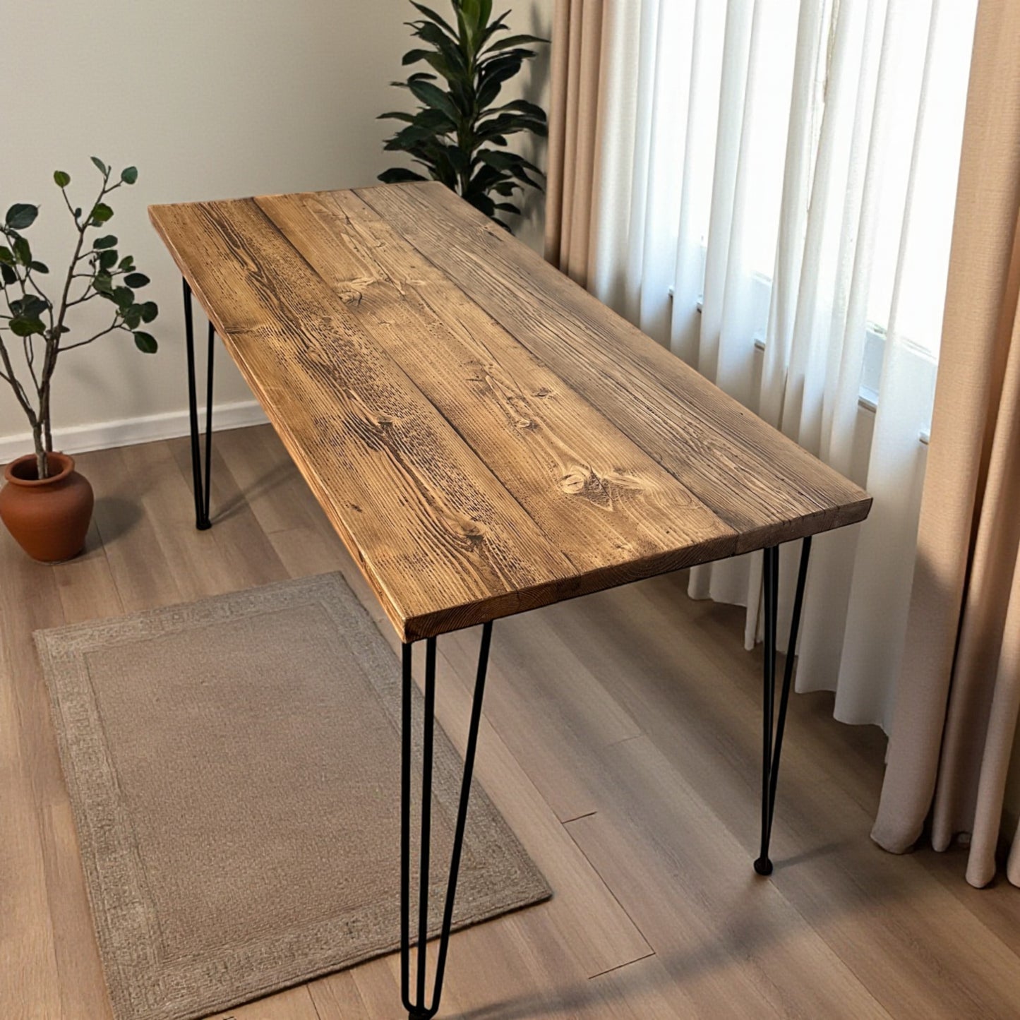 Plateau de Table en Bois de Récupération Fait Main | Dimensions Personnalisées | Surface en Bois Massif Style Rustique Industriel | Fabriqué au Royaume-Uni