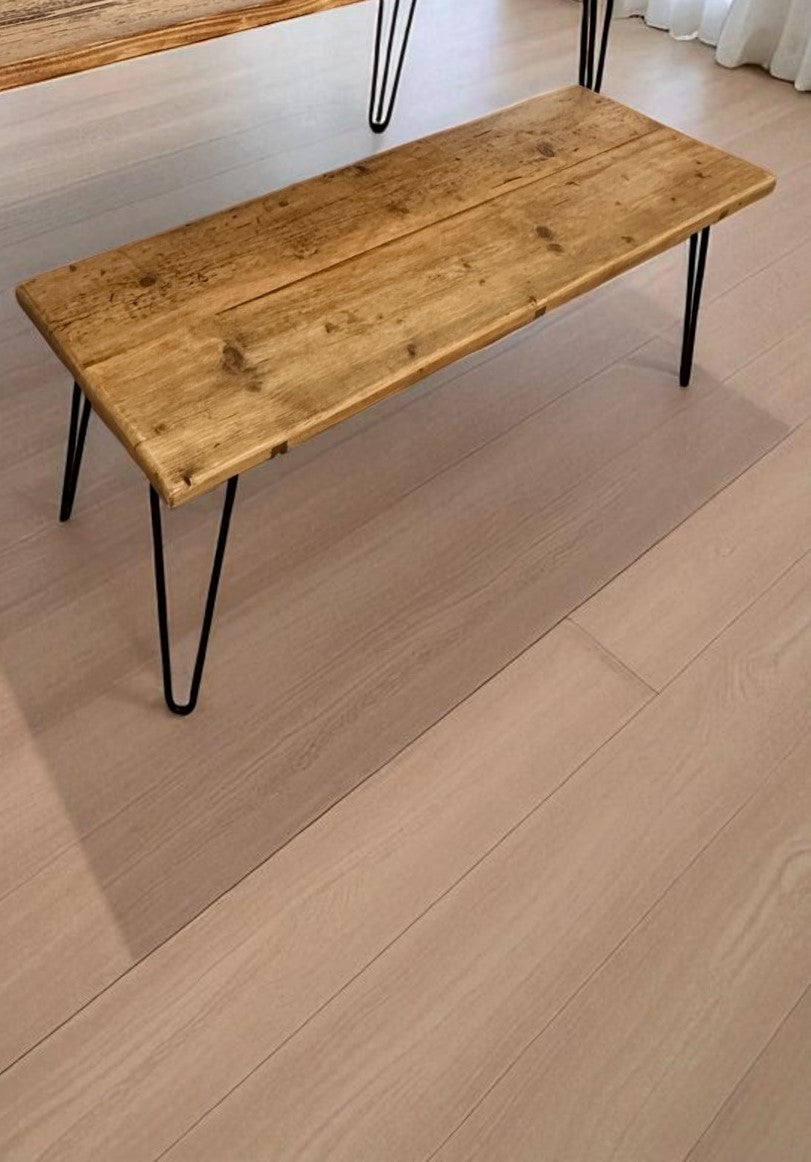 Reclaimed Wood Dining Bench | Hairpin Legs | UK Made