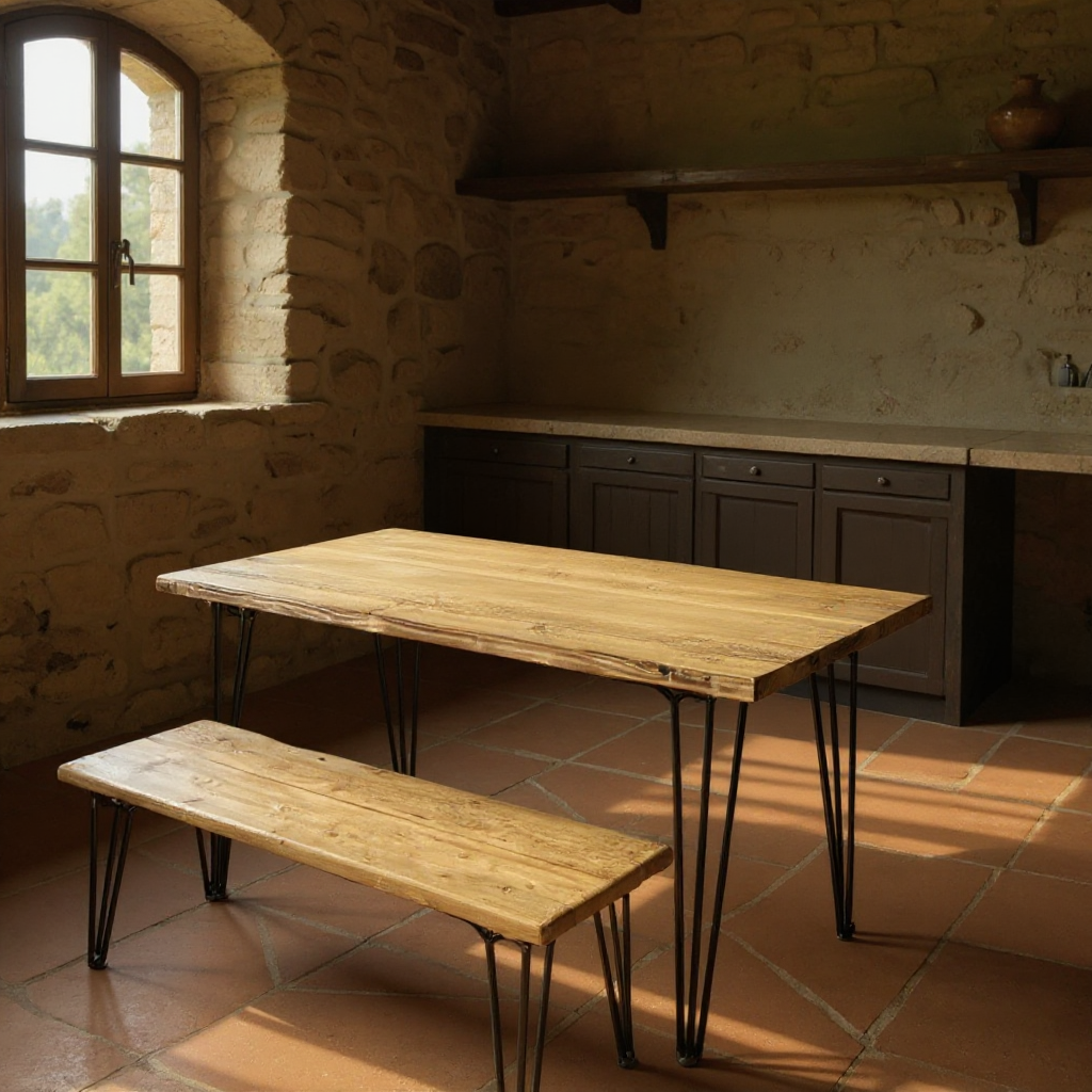 Industrial Reclaimed Wood Dining Table Set | Optional Benches | UK