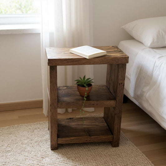 Reclaimed Wood Side Table UK - Rustic Nightstand | Bedside Table | Free Delivery