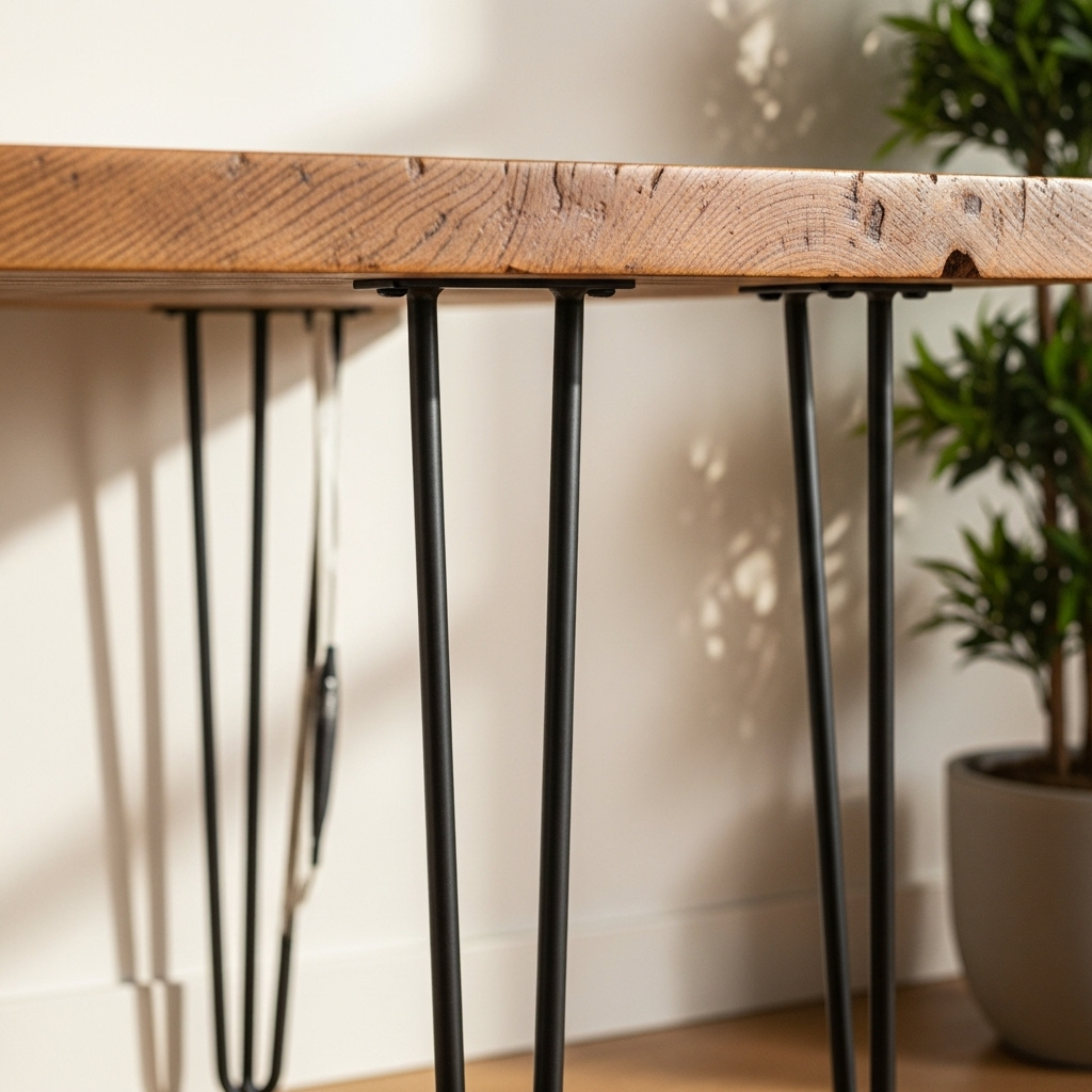 Reclaimed Wood Dining Table UK - Farmhouse Kitchen Table with Hairpin Legs | Custom Sizes