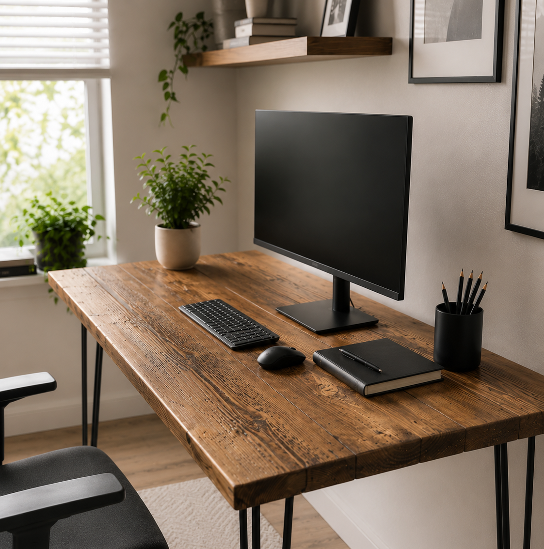 Bureau en bois recyclé UK - Bureau industriel avec pieds épingles | Tailles personnalisées | Livraison gratuite