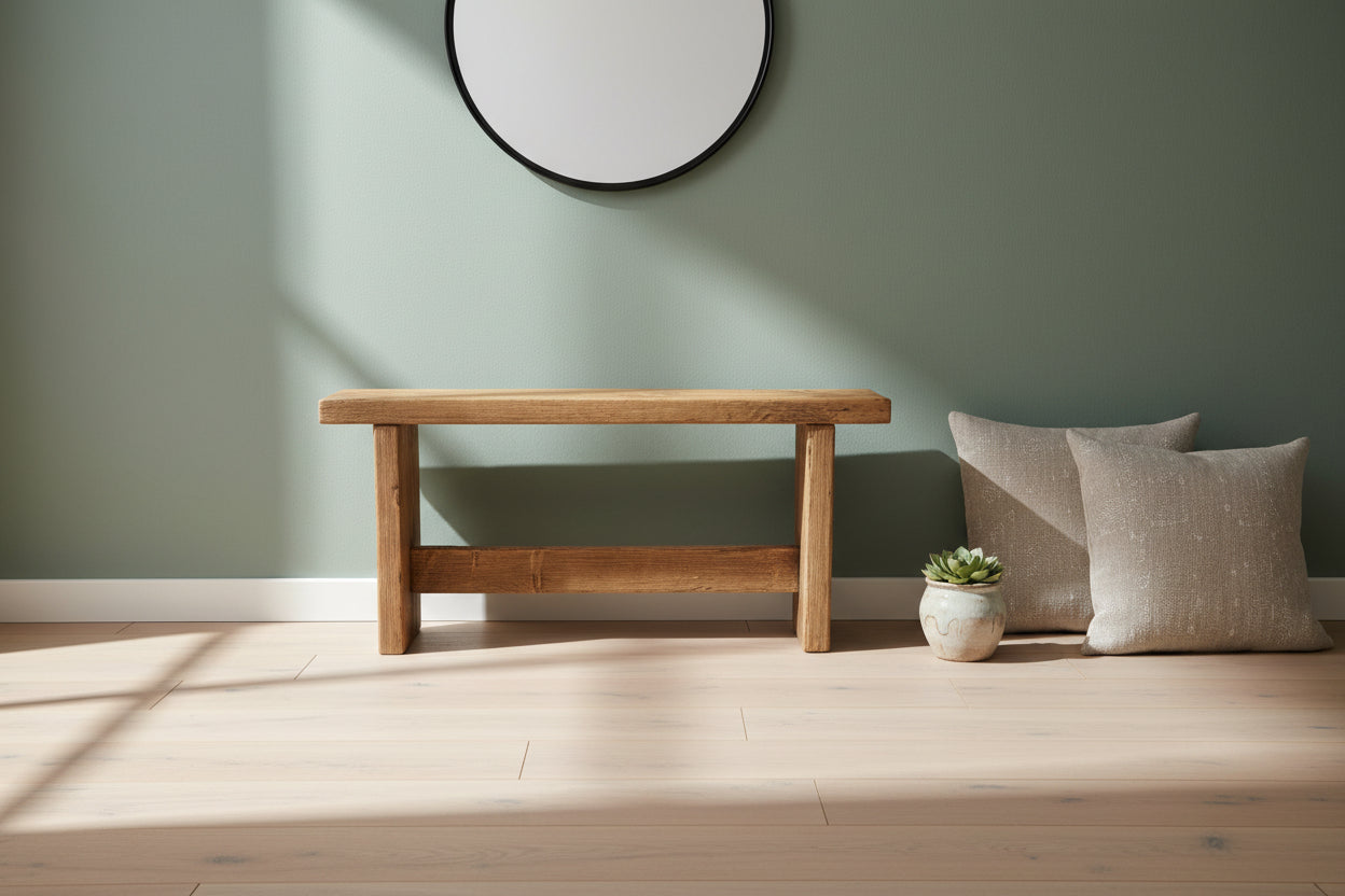 Reclaimed Wood Bench UK - Rustic Wood Bench with Solid Legs | Custom Sizes | Free Delivery