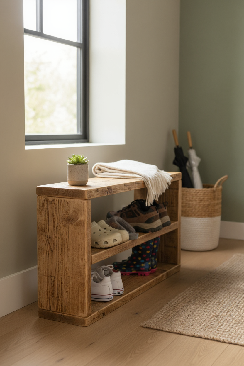 Rustic Reclaimed Wood Shoe Rack | Handmade Storage Unit | UK Made