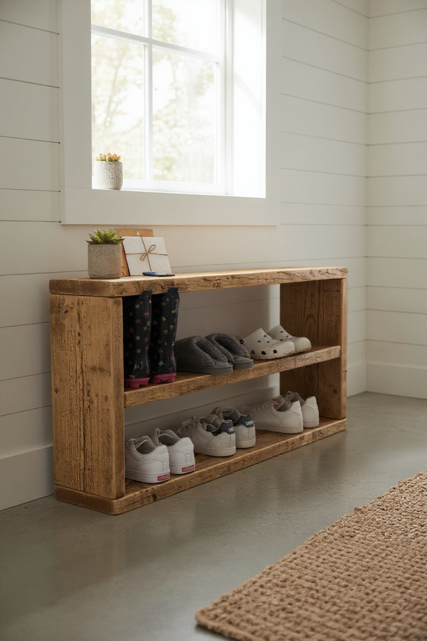 Rustic Reclaimed Wood Shoe Rack | Handmade Storage Unit | UK Made