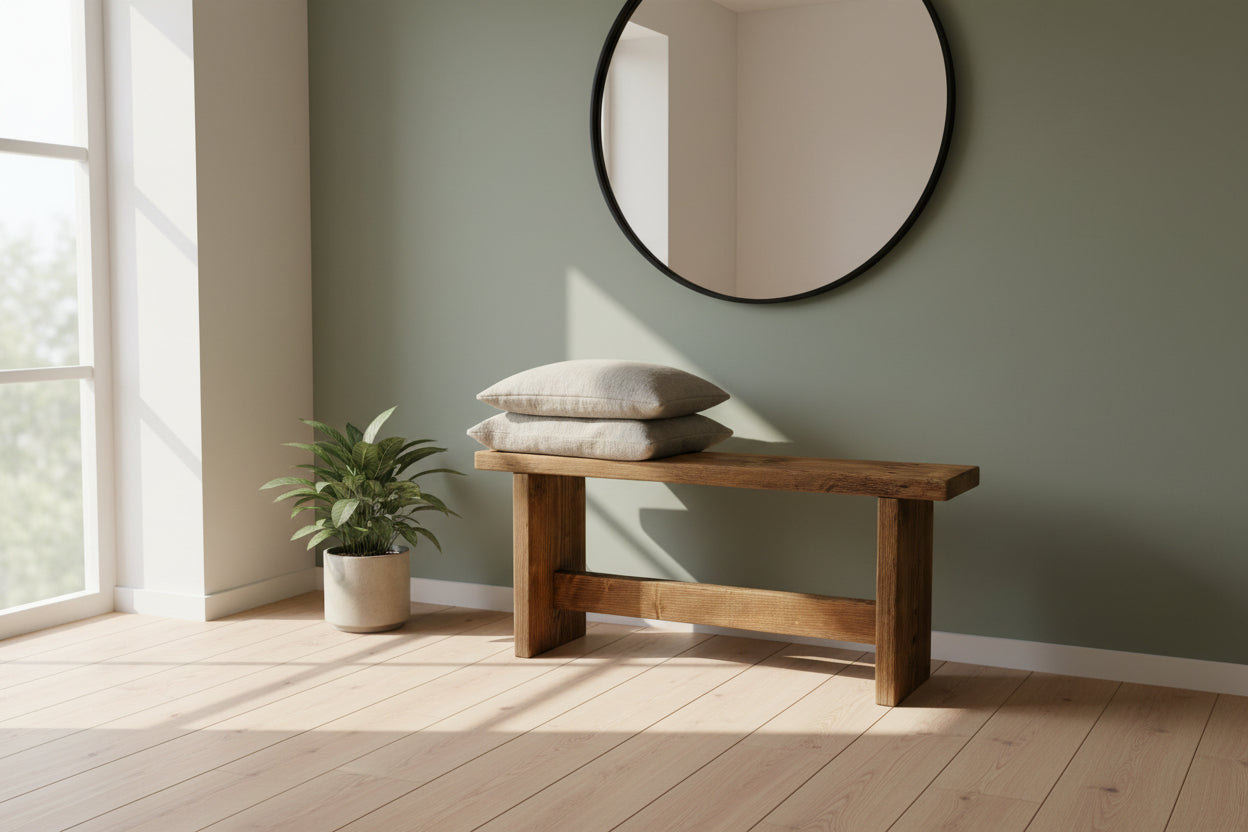 Reclaimed Wood Bench UK - Rustic Wood Bench with Solid Legs | Custom Sizes | Free Delivery