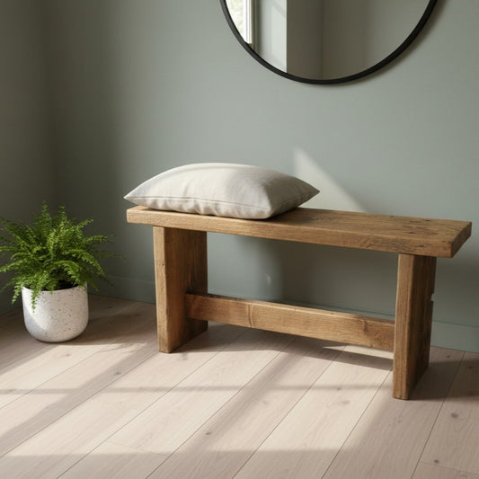 Reclaimed Wood Bench UK - Rustic Wood Bench with Solid Legs | Custom Sizes | Free Delivery