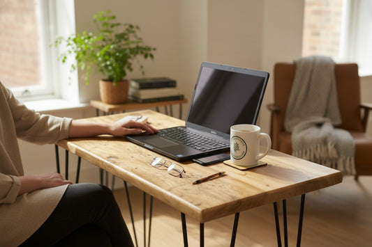 Wooden Desk | Real Wood Industrial Home Office Desk | UK Made