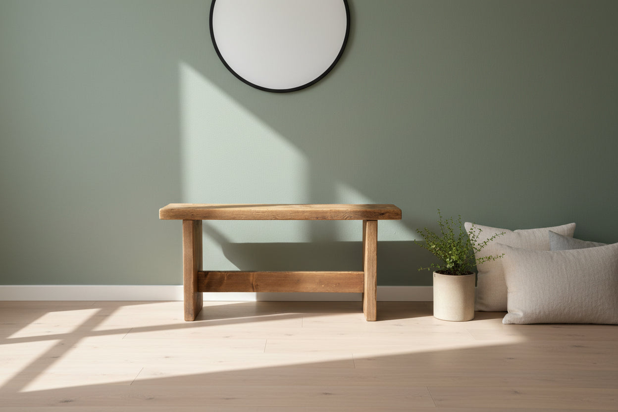 Reclaimed Wood Bench UK - Rustic Wood Bench with Solid Legs | Custom Sizes | Free Delivery
