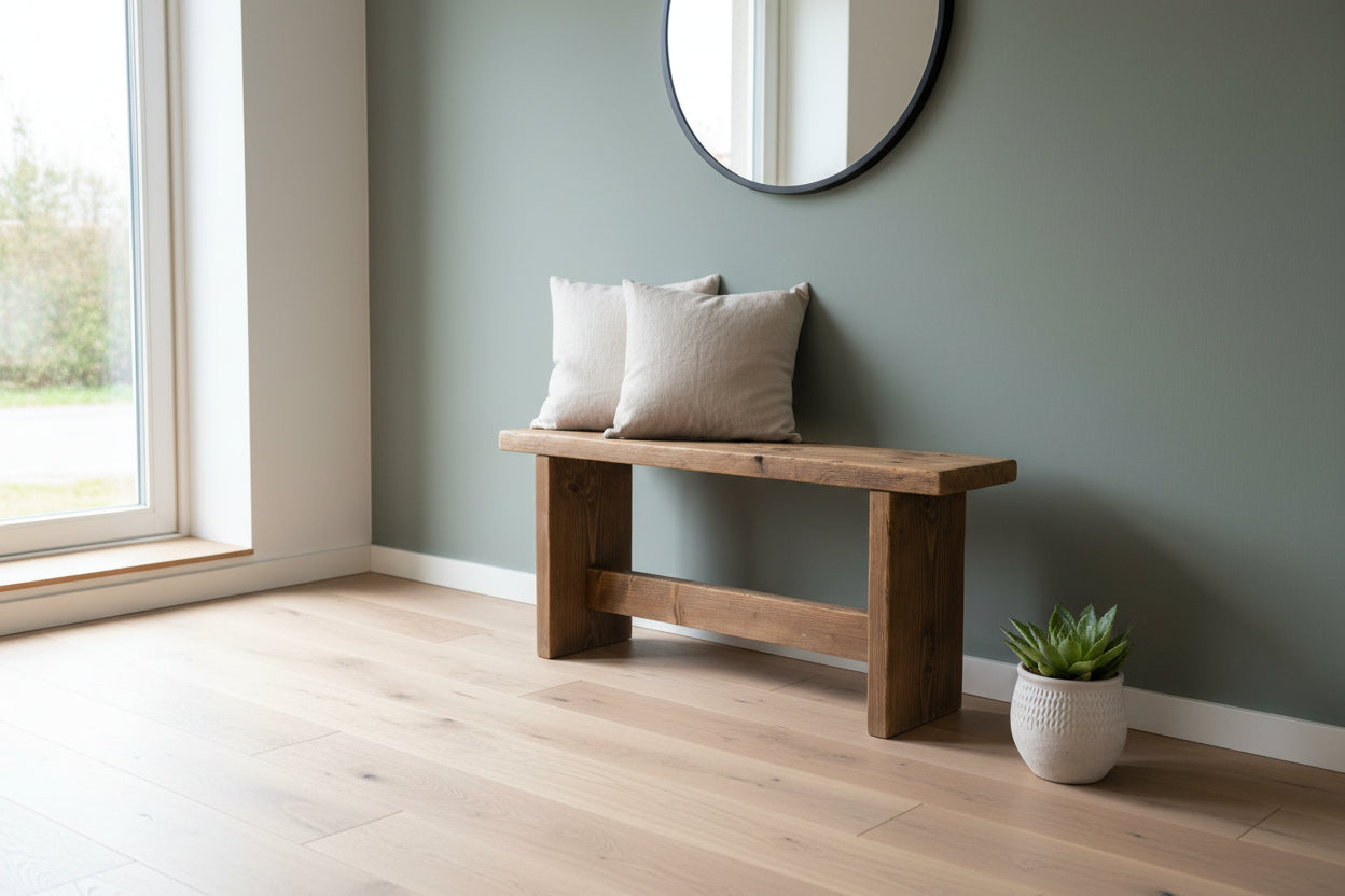 Reclaimed Wood Bench UK - Rustic Wood Bench with Solid Legs | Custom Sizes | Free Delivery