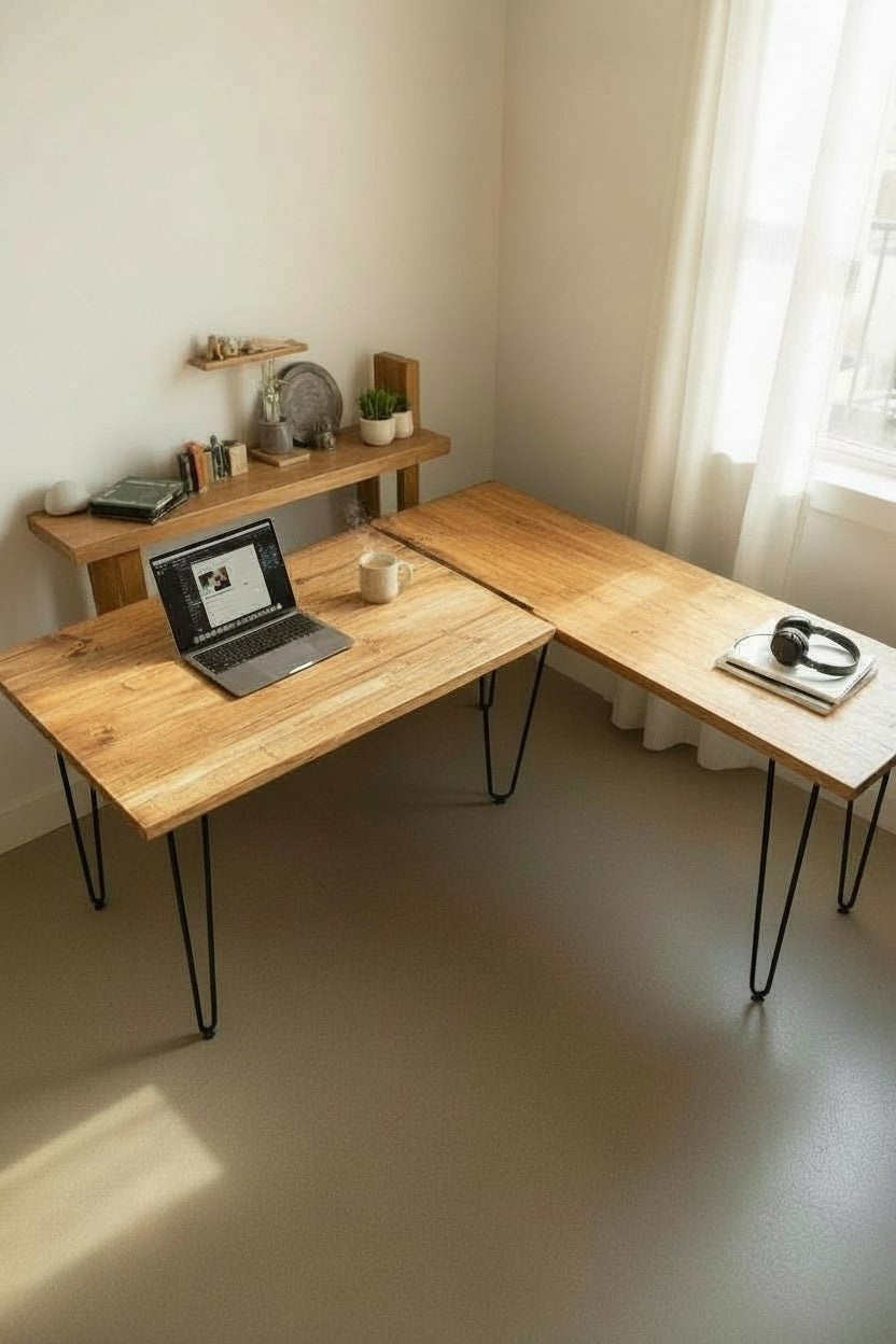 Wooden Desk | Real Wood Industrial Home Office Desk | UK Made