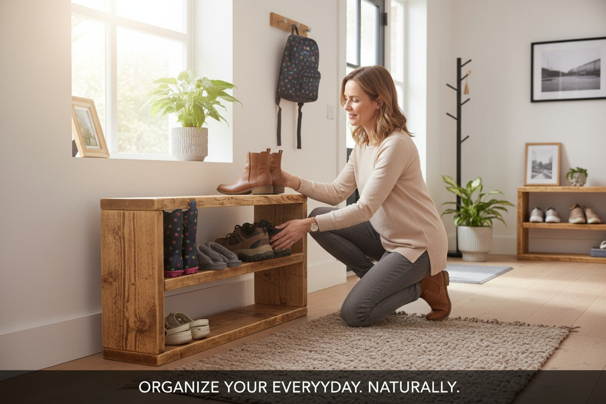Rustic Reclaimed Wood Shoe Rack | Handmade Storage Unit | UK Made