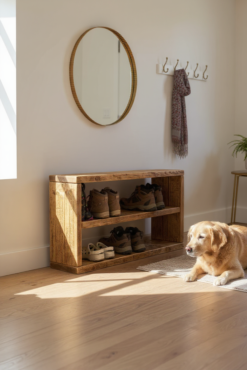 Rustic Reclaimed Wood Shoe Rack | Handmade Storage Unit | UK Made