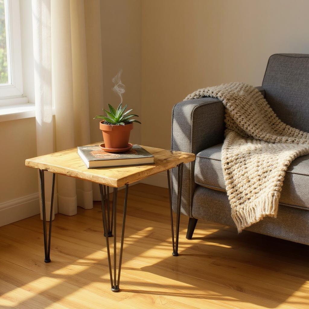 Handmade reclaimed wood coffee table with natural finish
